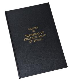 Register of transfers of exclusive right of burial