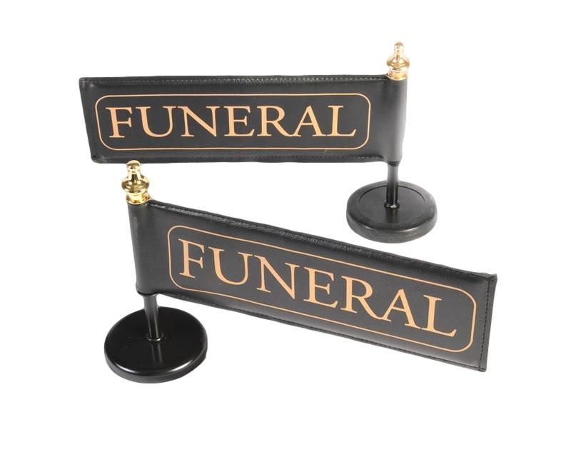 Funeral Car Flag and Pole (Black and Gold)