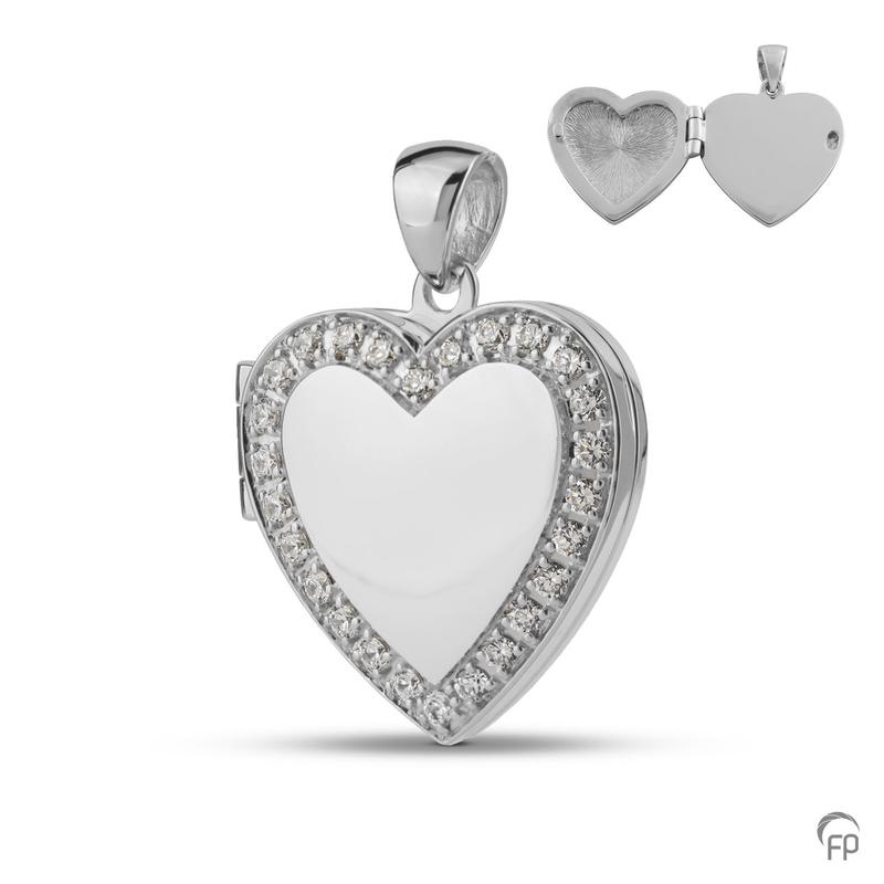 Sterling Silver Heart Locket with Crystal Border