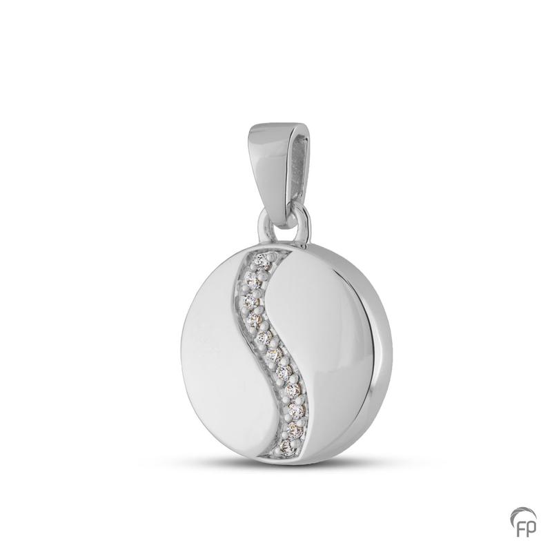 Sterling Silver Round Pendant with Crystal Detail