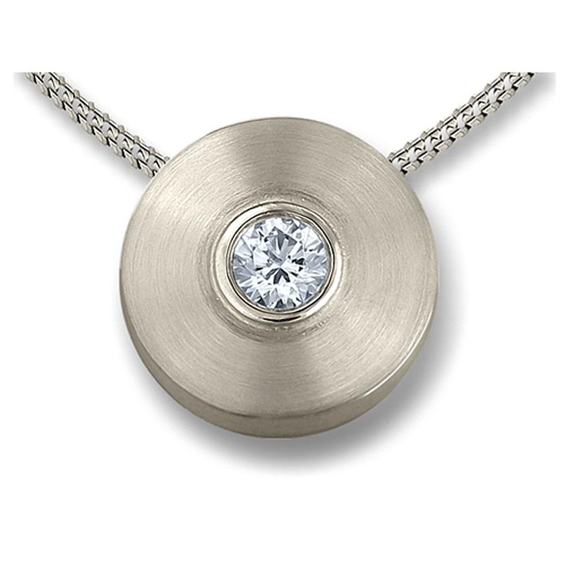 Sterling Silver Round Crystal Centre Pendant