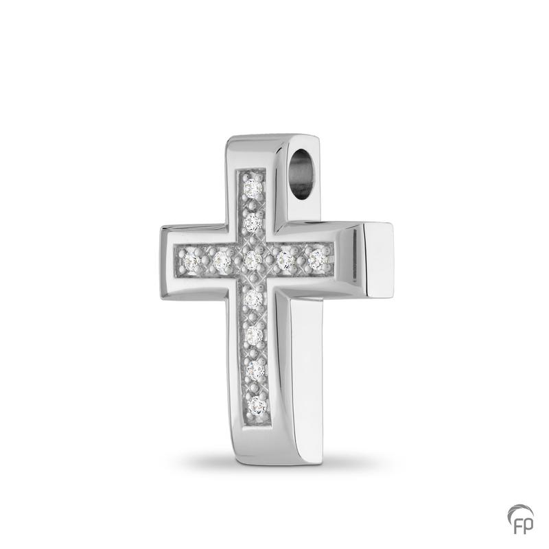 Sterling Silver Crystal Cross Slide Pendant