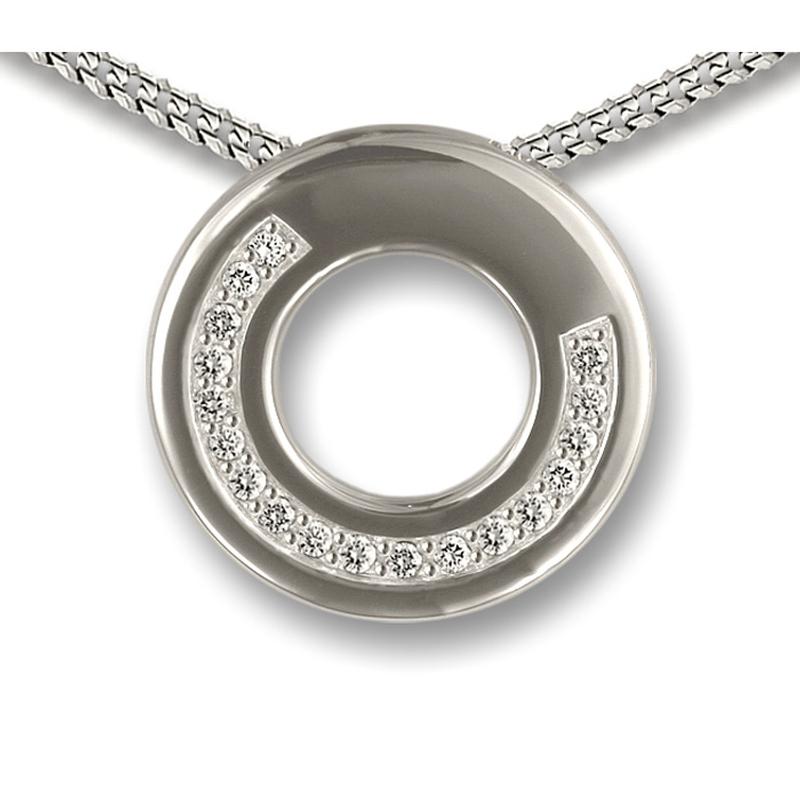 Sterling Silver Round Crystal Ring Pendant 