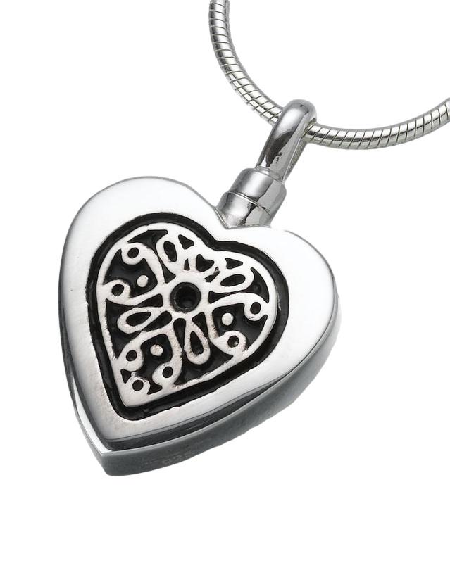 Sterling Silver Heart Pendant with Sterling Filigree Insert