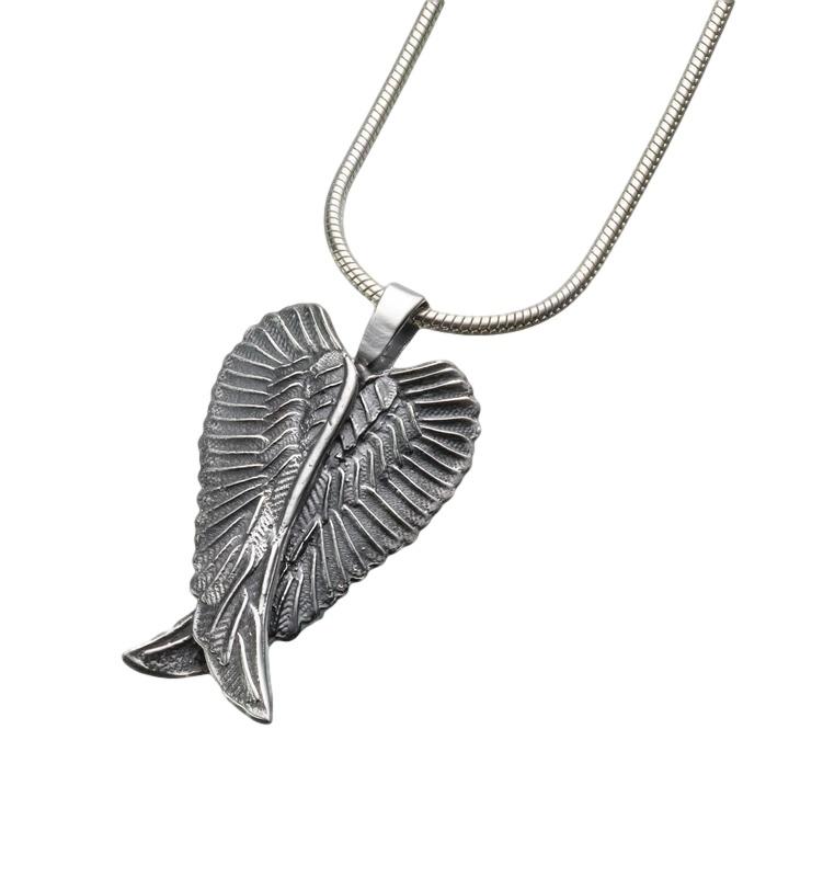 Antique Sterling Silver Angel Wings Pendant 