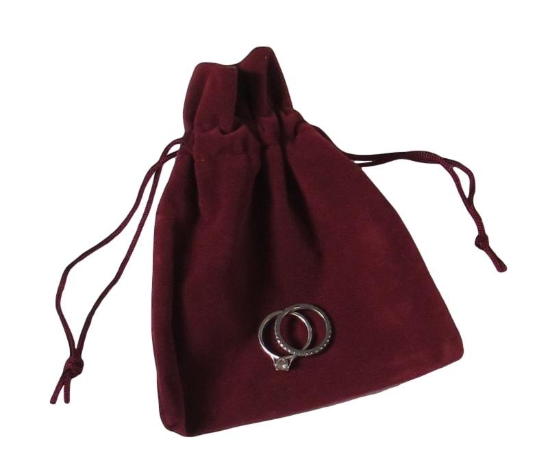Suedette Jewellery Pouch in Burgundy (Small)