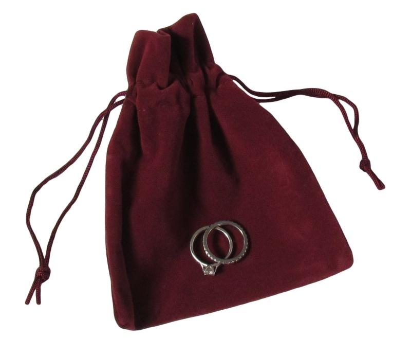 Suedette Jewellery Pouch in Burgundy (Medium)