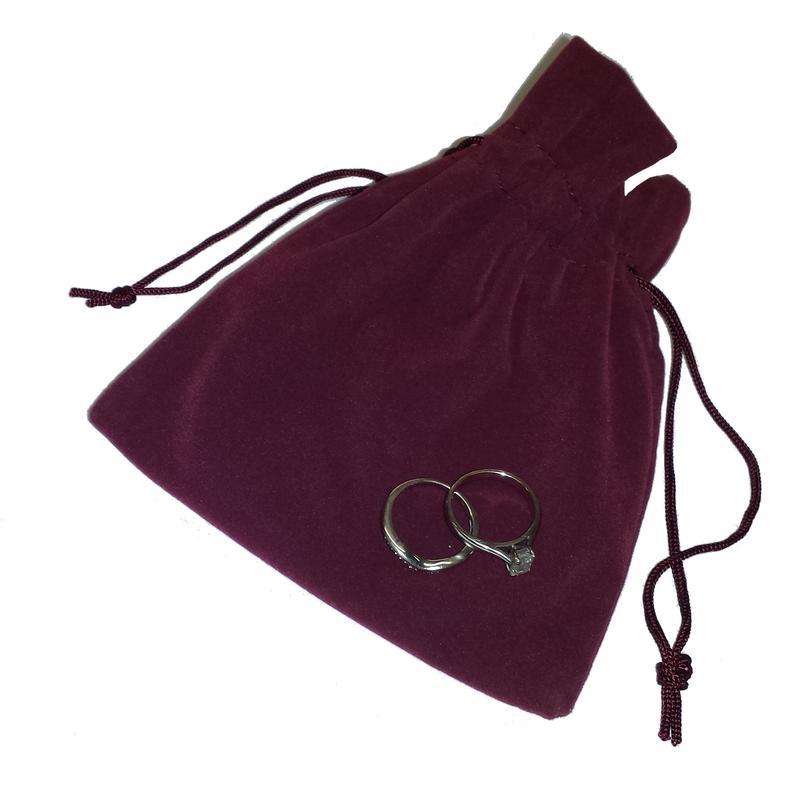 Large Suedette Jewellery Pouch - Burgundy