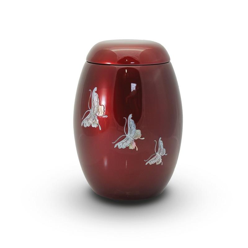 Fibreglass Butterflies Motif Urn (Burgundy) - Adult