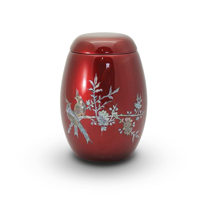 Fibreglass Birds Motif Urn (Burgundy) - Adult