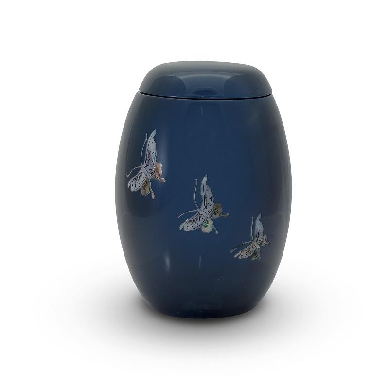 Glass Fibre Urn (Blue with Butterfly Design)
