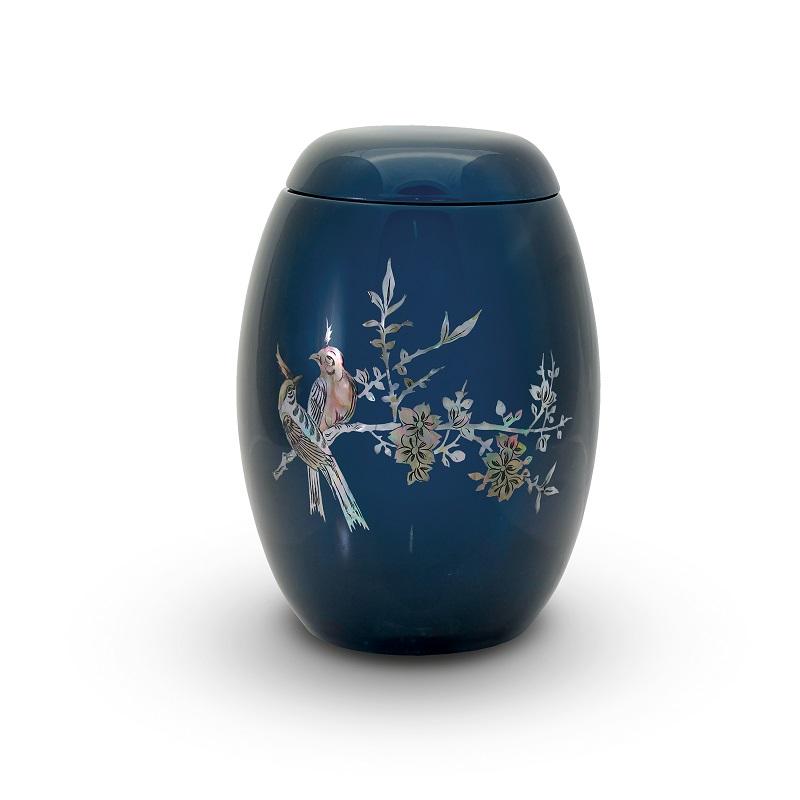 Glass Fibre Urn (Blue with Bird Design)