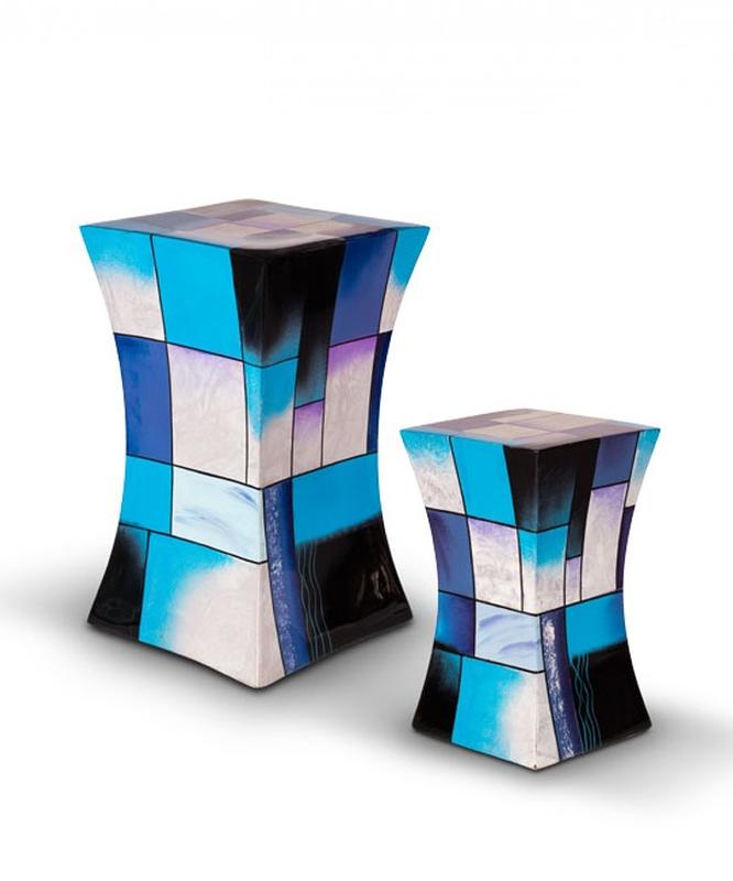 Fibreglass Lantern Design Urn (Blue) - Adult (END OF LINE)