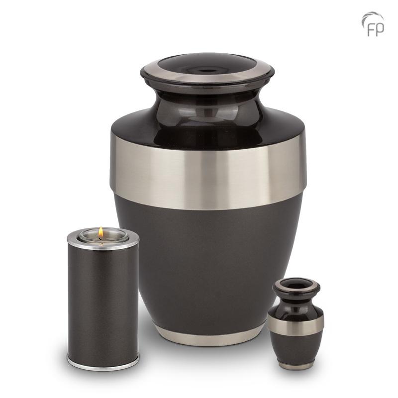 Brass Silver Band Urn (Anthracite) - Adult