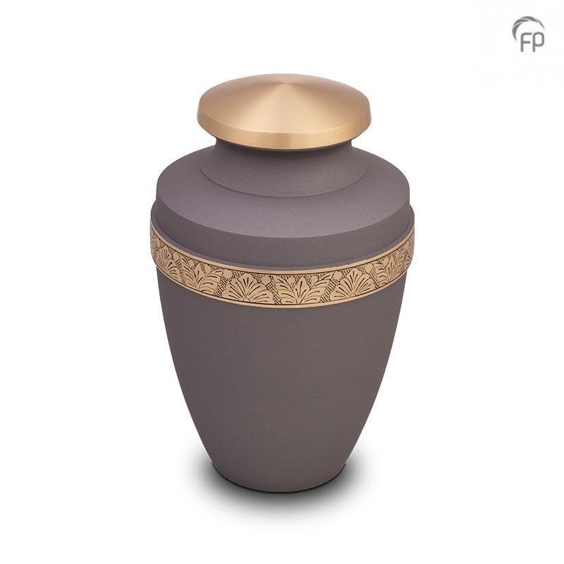 Brass Urn (Dark Grey  with Gold Engraved Band) 