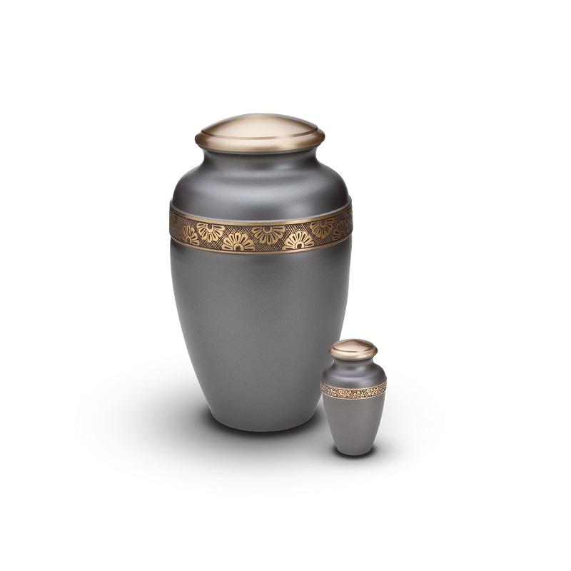 Brass Urn (Brown with Gold Engraved Band) 