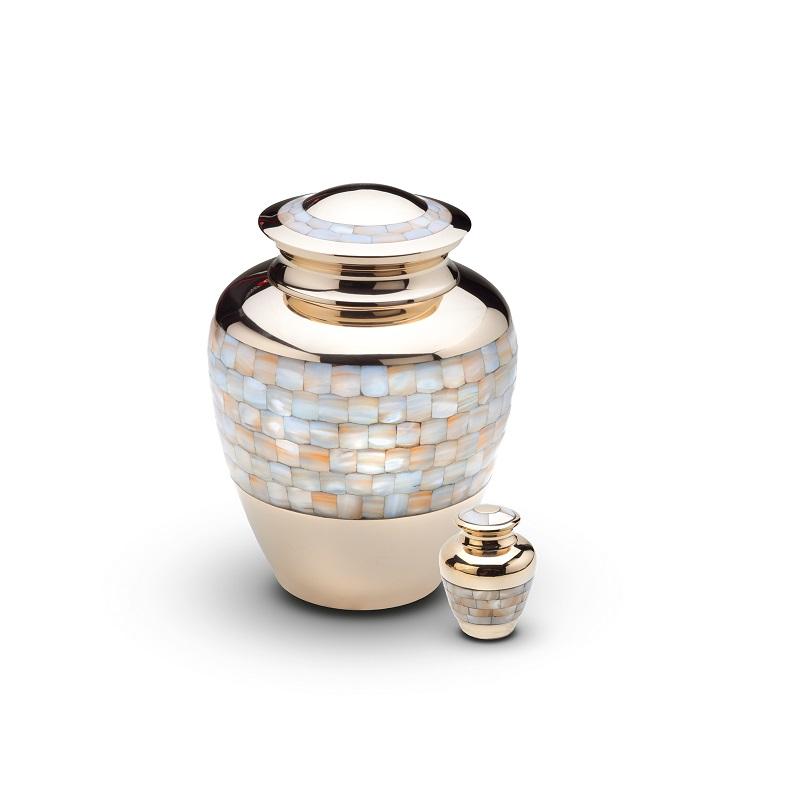 Brass Mother of Pearl Urn (Gold) - Adult