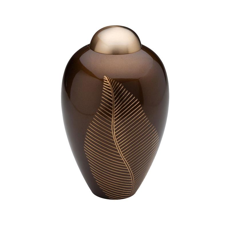 Brass Urn (Brown With Engraved Brass Leaves)