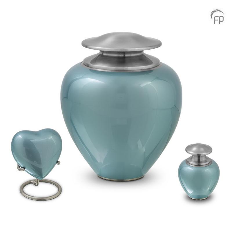 Metal Urn (Pearl Blue High-Shine Finish)