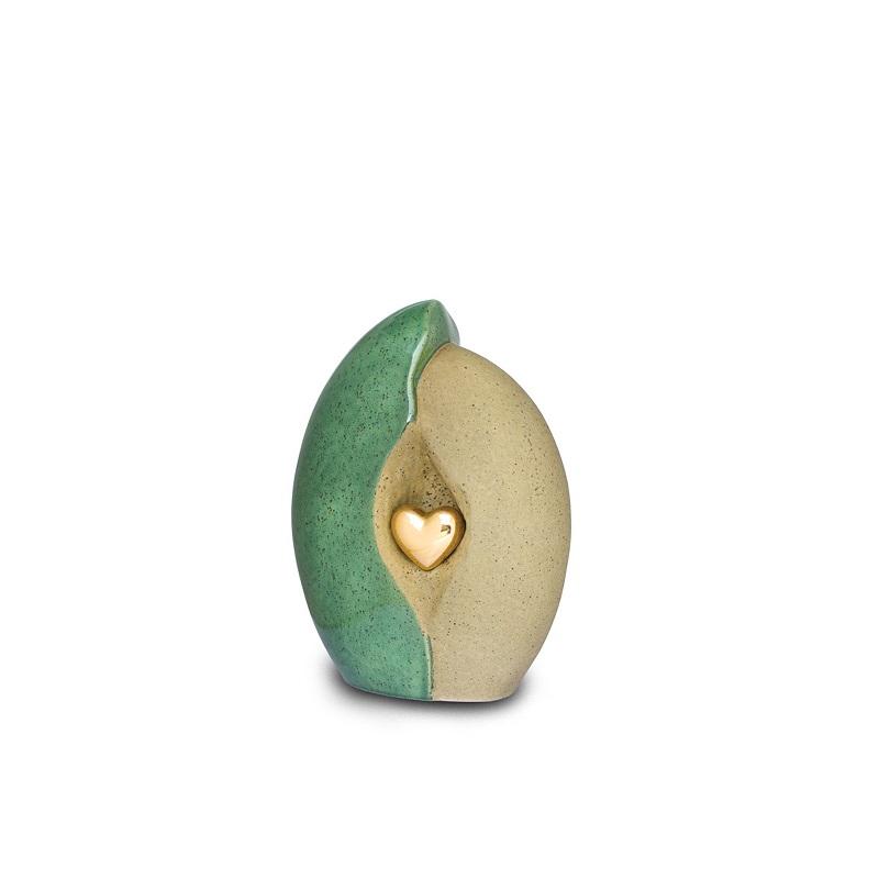 Small Ceramic Urn (Jade and Sandstone with Gold Heart Motif)