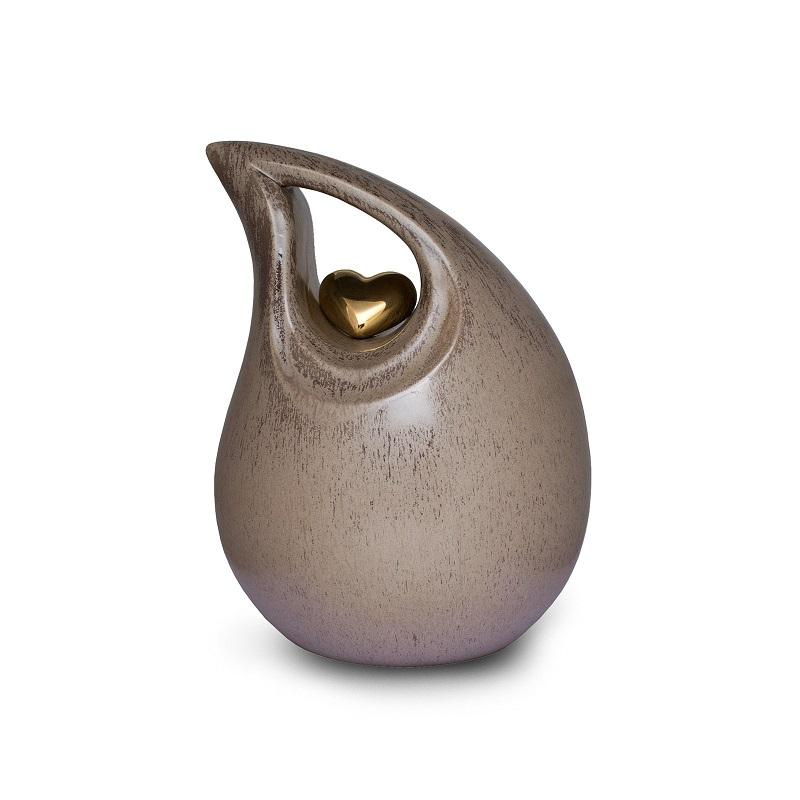 Ceramic Urn (Neutral with Gold Heart Motif)