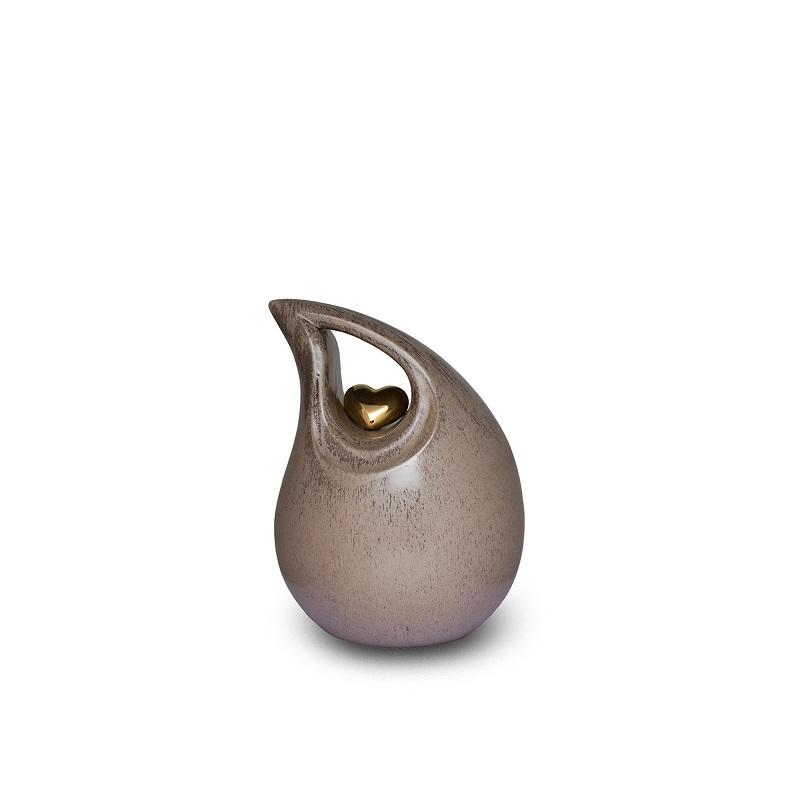 Small Ceramic Urn (Neutral with Gold Heart Motif)