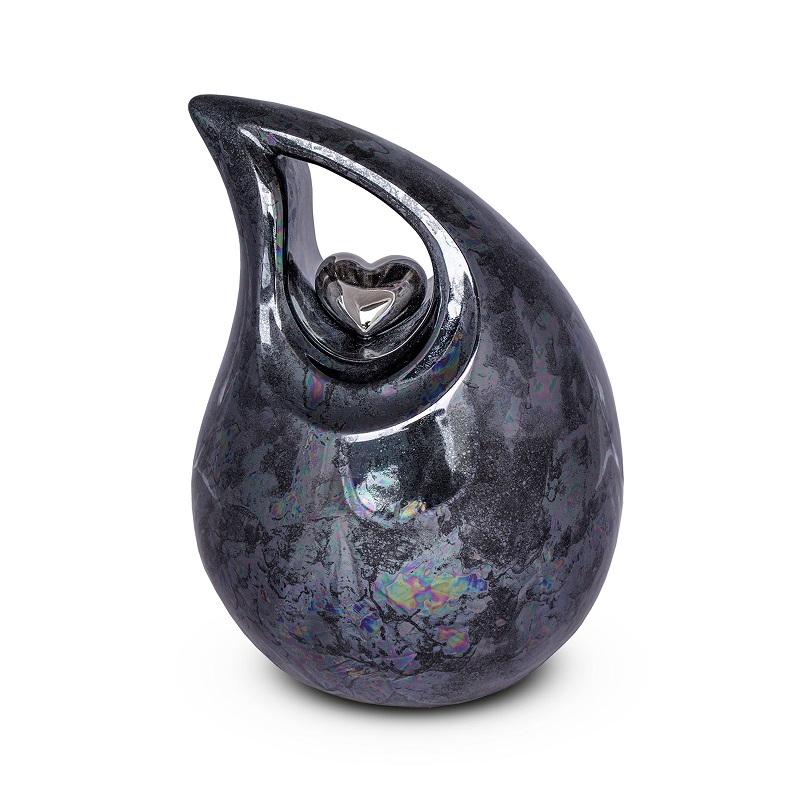 Ceramic Urn (Graphite with Silver Heart Motif)