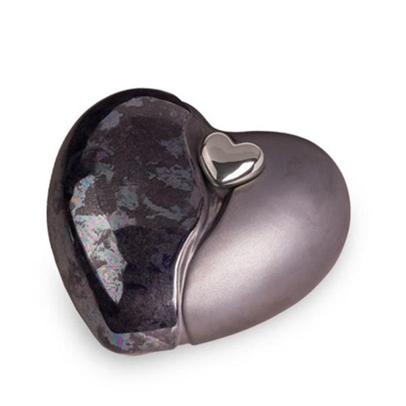 Ceramic Heart Urn (Graphite with Silver Heart) - Adult