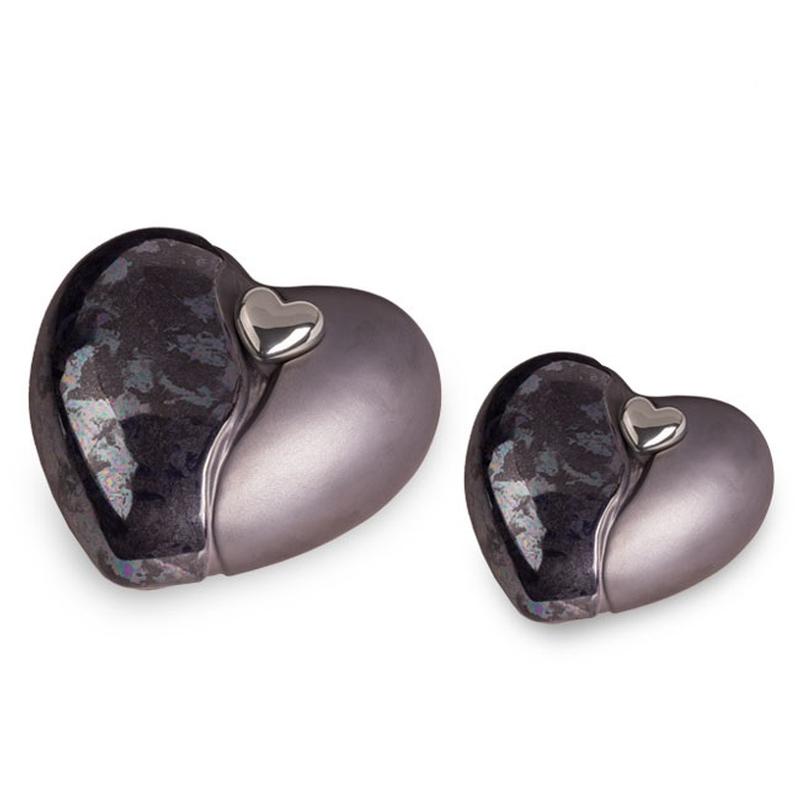 Ceramic Heart Urn (Graphite with Silver Heart) - Adult