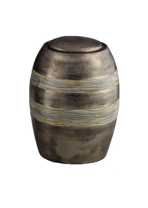 Ceramic Urn (Brown with Textured Stripes)