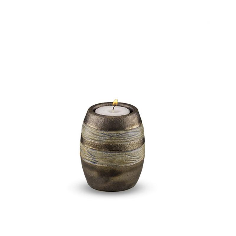 Candle Holder Keepsake (Brown with Textured Stripes)