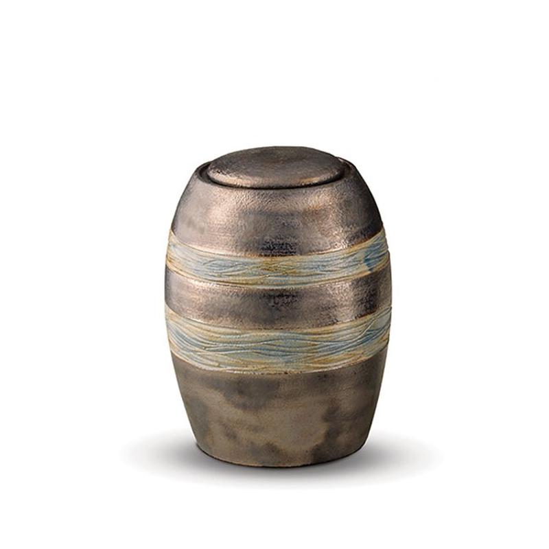 Medium Ceramic Urn (Brown with Textured Stripes)