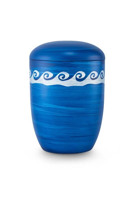 Biodegradable Urn (Blue with White Wave Border) Suitable for Sea Burial