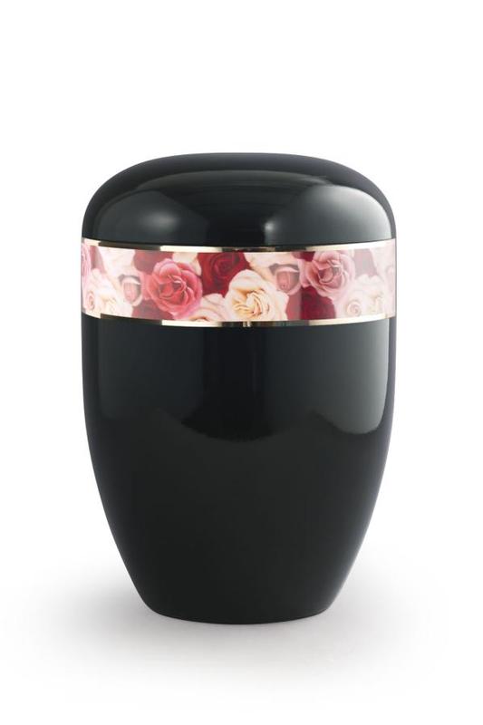 Arboform Urn (Black with Roses Border)