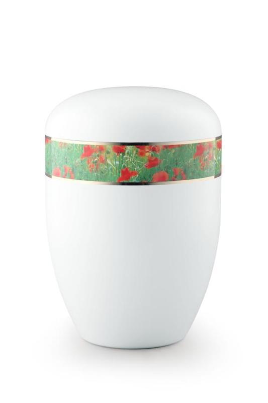 Arboform Urn (White with Poppies Border) 