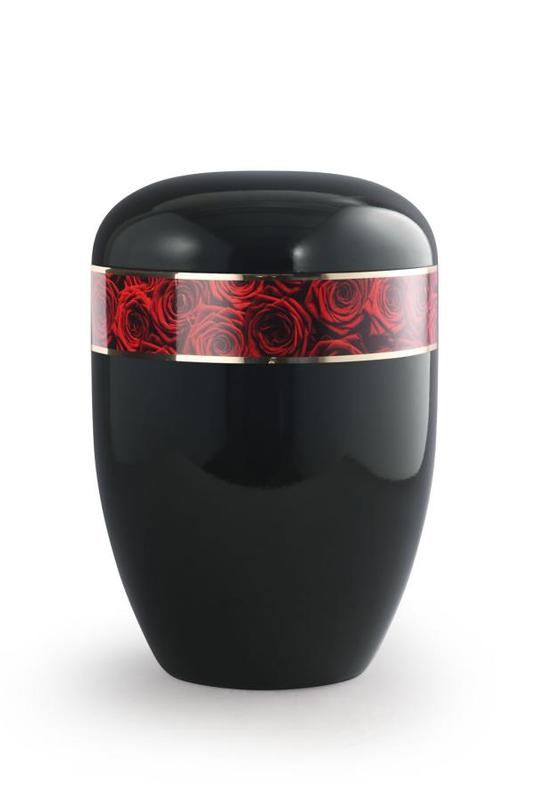 Arboform Urn (Black with Red Rose Border)