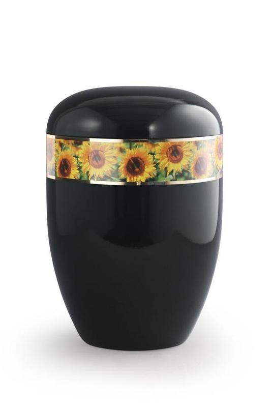Arboform Urn (Black with Sunflower Border)