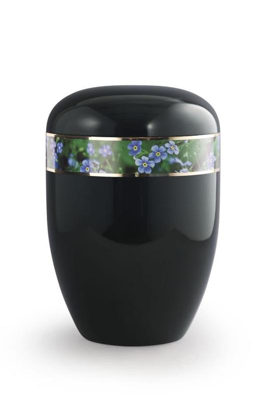 Arboform Urn (Black with Forget Me Not Border)