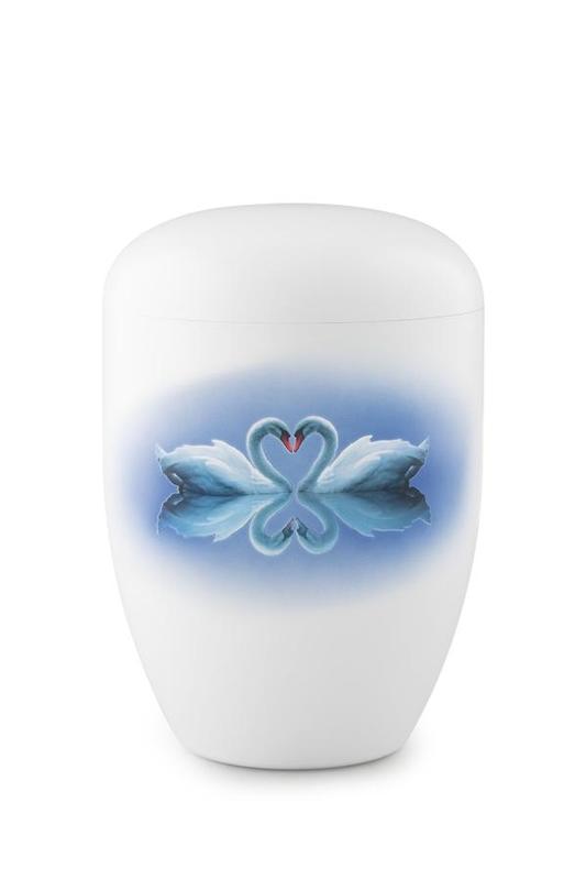 Arboform Urn (white with swans motif)