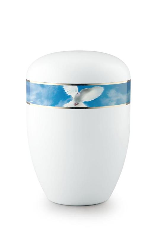 Arboform Urn (White with Dove in Flight Border)