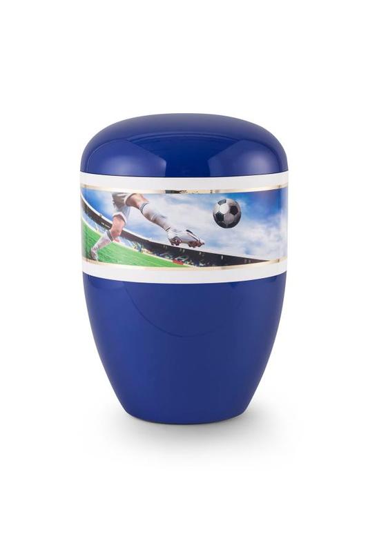 Arboform Urn (Blue with Football Border)
