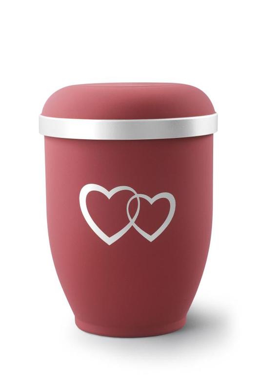 Arboform Urn (Red with Silver Heart Design)