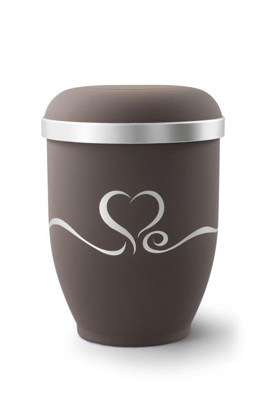 Arboform Urn (Brown with Silver Heart Design)