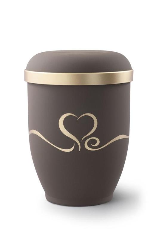 Arboform Urn (Brown with Gold Heart Design)