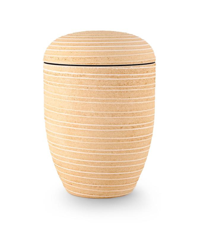 Arboform Urn. Pierre Addition, Pale Yellow, Grooved surface in stone finish.