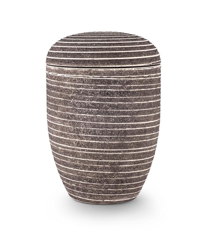 Arboform Urn. Pierre Addition, Grey, Grooved surface in stone finish.