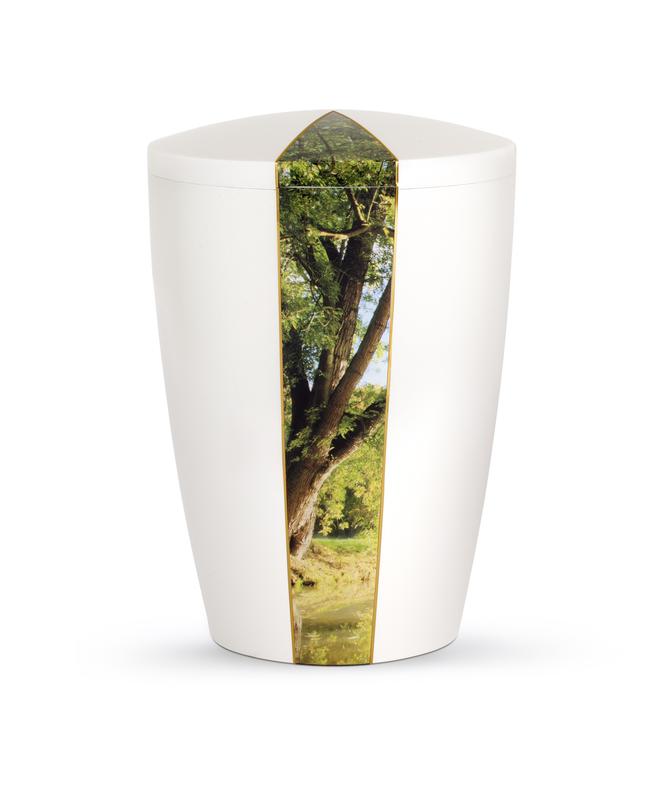 Arboform Urn - Natura Edition - White with Woodland Segment