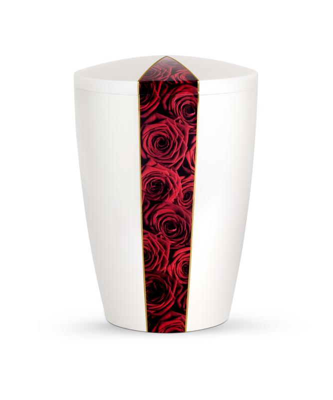 Arboform Urn - Flora Edition - White with Red Rose Segment
