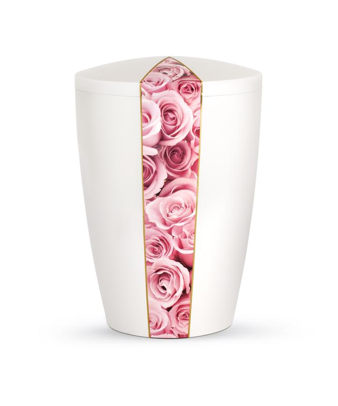 Arboform Urn - Flora Edition - White with Pink Rose Segment