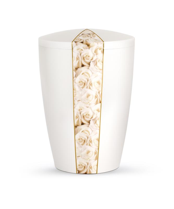Arboform Urn - Flora Edition - White with White Rose Segment